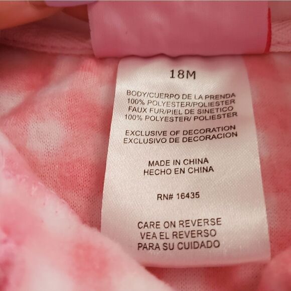 Young Heart Pink and White Checkered Fleece Puppy Jacket Sz 18M - Picture 5 of 9